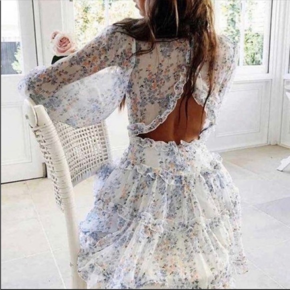 Floral Ruffle V-Neck Dress - Picture 3 of 6